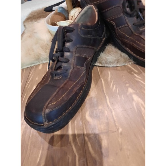 Mens Clarks Bicycle Toe Oxfords Leather Canvas Casual Lace Up Shoe Size 11 86237 - Picture 2 of 6